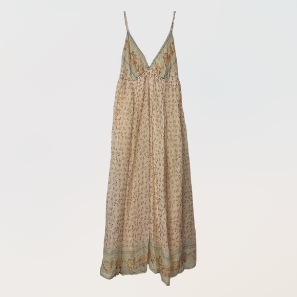 (SOLD) NWT Anthropologie Let Me Be Sz L Babydoll Yellow Floral Maxi Dress - Picture 6 of 8